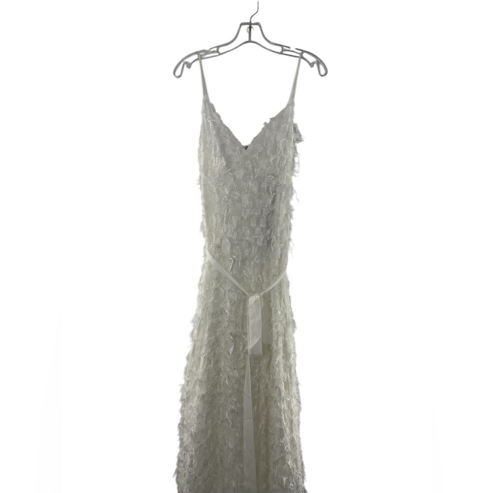NWT U Collection Wihite Spaghetti Strap Texture A line Midi Dress 8